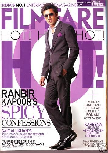 FILMFARE magazine side cover 6 August 2008