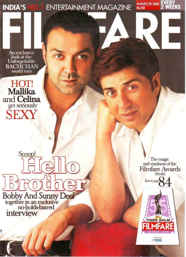 FILMFARE magazine side cover 20 August 2008