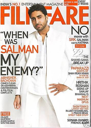 FILMFARE magazine side cover 15 October 2008