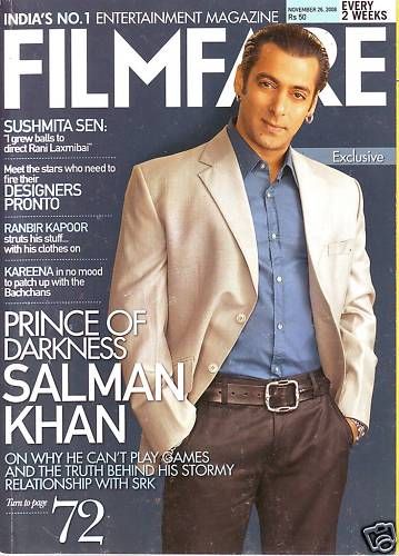 FILMFARE magazine side cover 26 November 2008