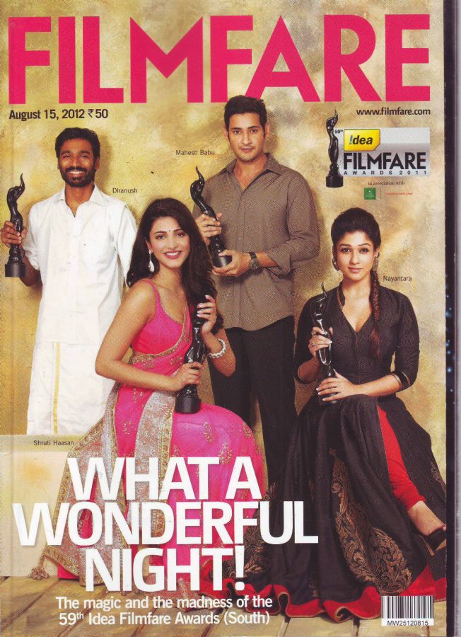 FILMFARE magazine side cover 15 August 2012