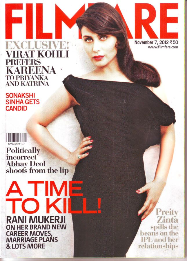 FILMFARE magazine side cover 7 November 2012