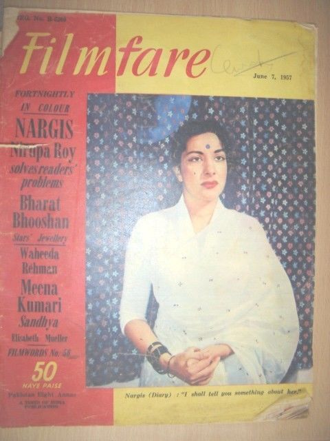 FILMFARE magazine side cover 7 June 1957