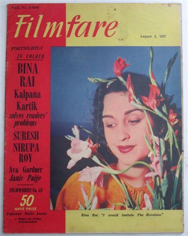 FILMFARE magazine side cover 2 August 1957