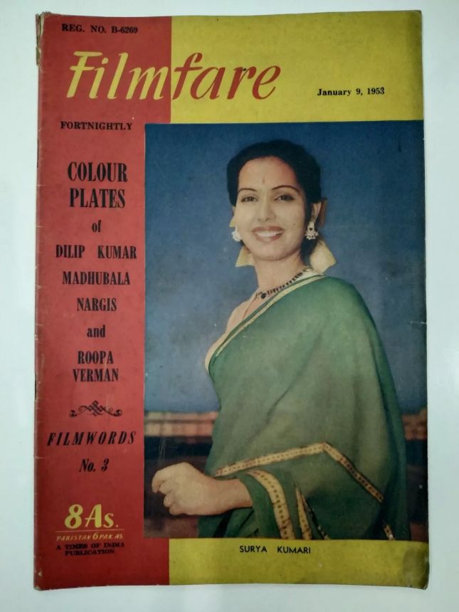 FILMFARE magazine side cover 9 January 1953