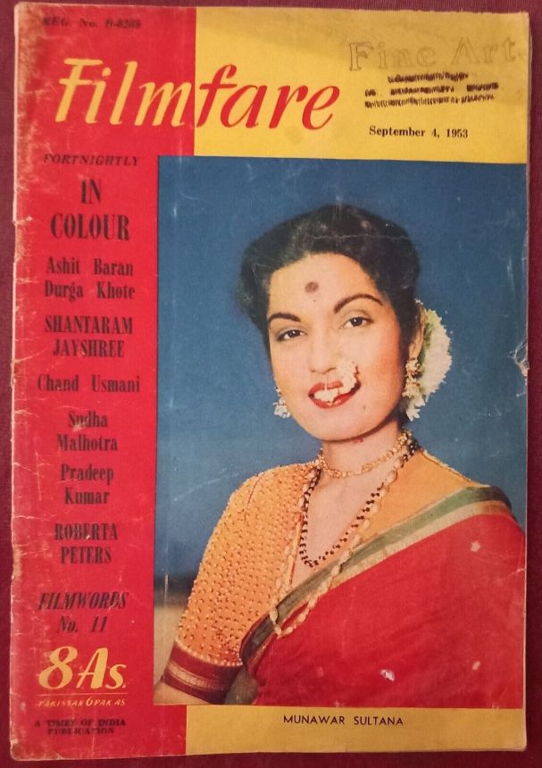 FILMFARE magazine side cover 4 September 1953