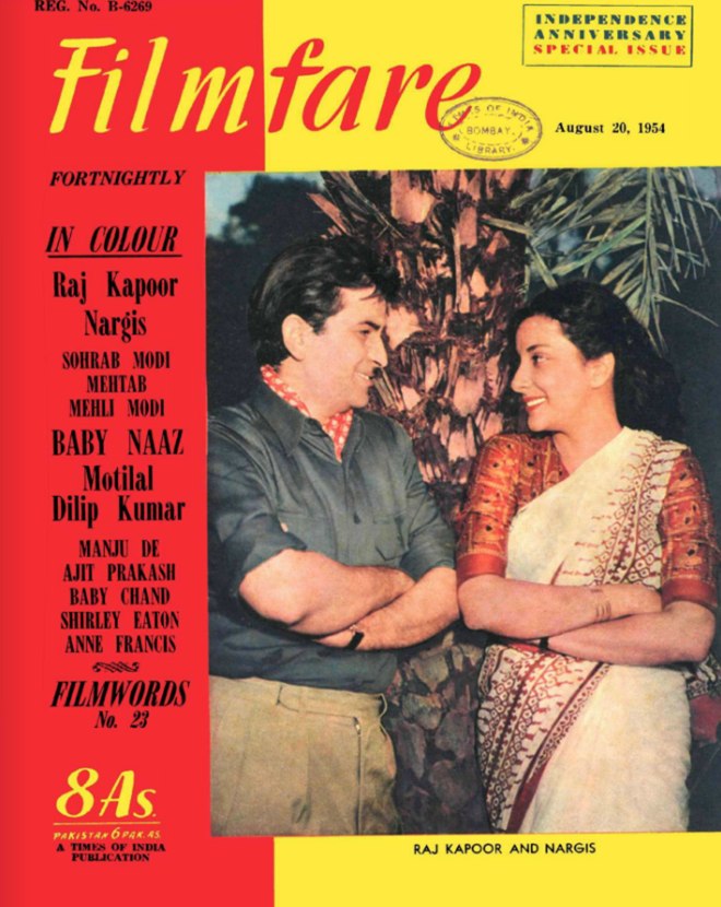 FILMFARE magazine side cover 20 August 1954