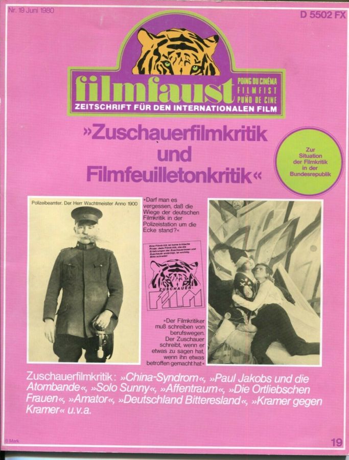 FILMFAUST magazine side cover Issue 19  1980