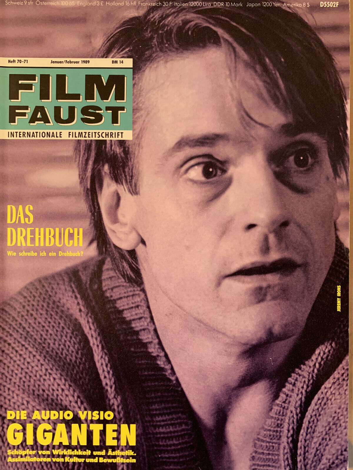 FILMFAUST magazine side cover Issue 70/71 January/February 1989