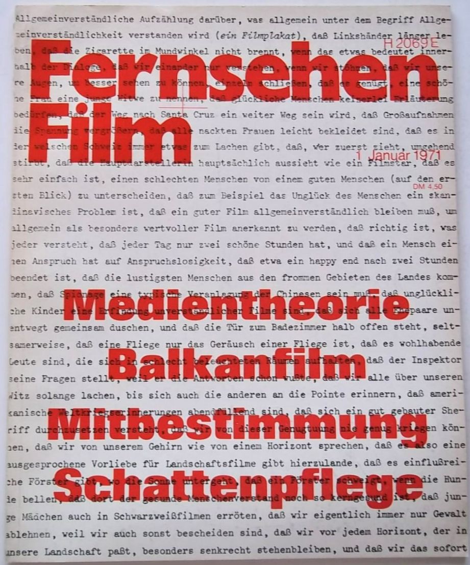FILM/FERNSEHEN UND FILM magazine side cover Issue 1  January 1971