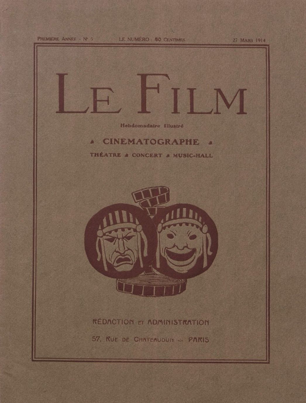 FILM (FR 1914) magazine side cover Issue 5 27 March 1914