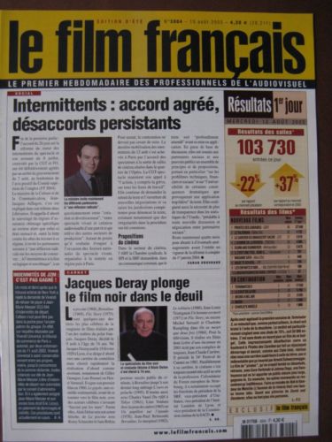 FILM FRANCAIS | LE magazine side cover Issue 3004 15 August 2003