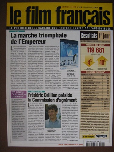 FILM FRANCAIS | LE magazine side cover Issue 3110 29 July 2005