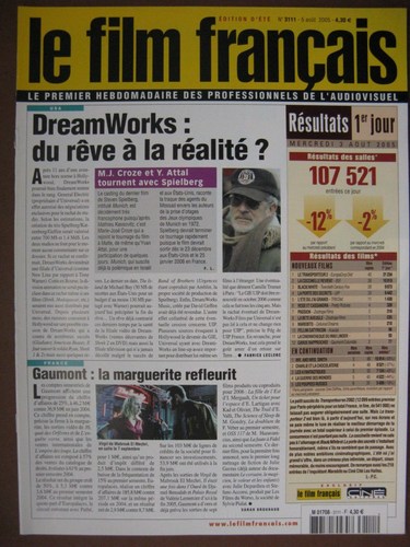 FILM FRANCAIS | LE magazine side cover Issue 3111 5 August 2005