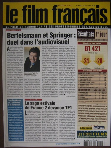 FILM FRANCAIS | LE magazine side cover Issue 3112 12 August 2005