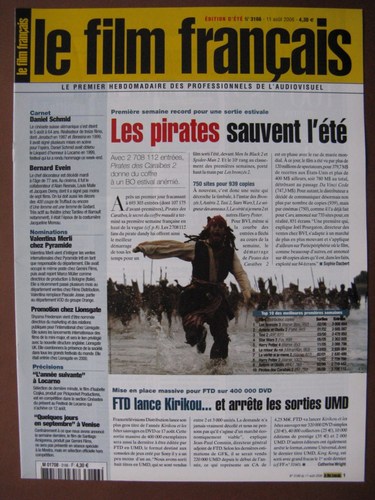 FILM FRANCAIS | LE magazine side cover Issue 3166 11 August 2006
