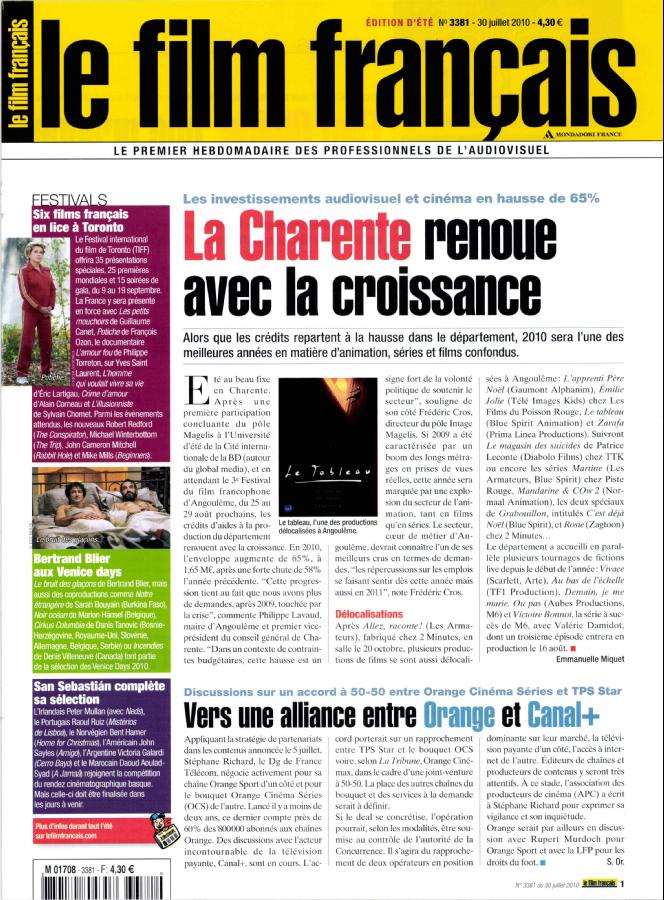 FILM FRANCAIS | LE magazine side cover Issue 3381 30 July 2010