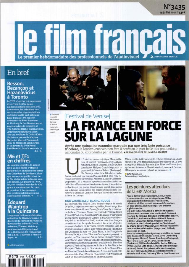 FILM FRANCAIS | LE magazine side cover Issue 3435 29 July 2011