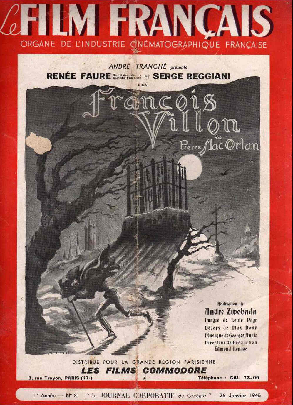 FILM FRANCAIS | LE magazine side cover Issue 8 26 January 1945