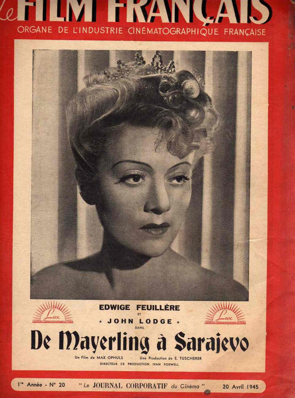 FILM FRANCAIS | LE magazine side cover Issue 20 20 April 1945