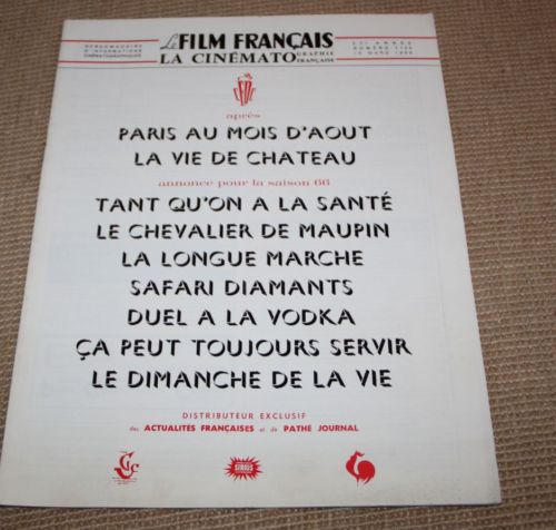 FILM FRANCAIS | LE magazine side cover Issue 1136 18 March 1966
