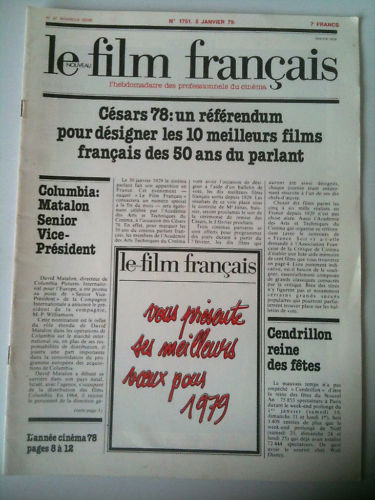 FILM FRANCAIS | LE magazine side cover Issue 1751 5 January 1979