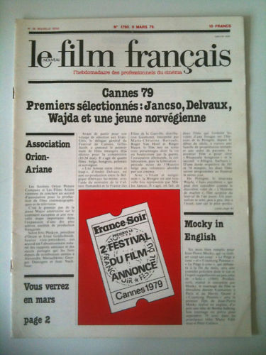 FILM FRANCAIS | LE magazine side cover Issue 1760 9 March 1979