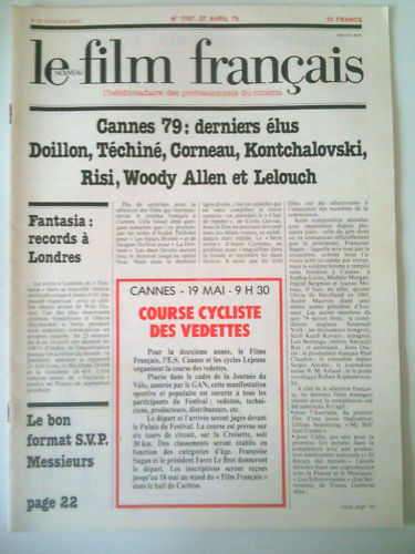 FILM FRANCAIS | LE magazine side cover Issue 1767 27 April 1979