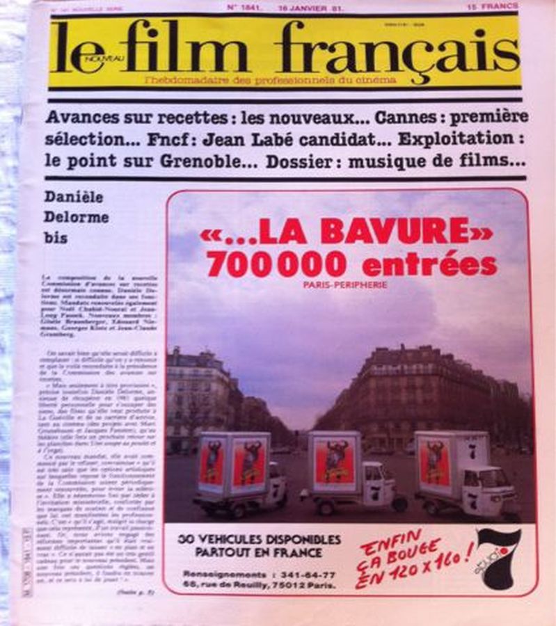 FILM FRANCAIS | LE magazine side cover Issue 1841 16 January 1981