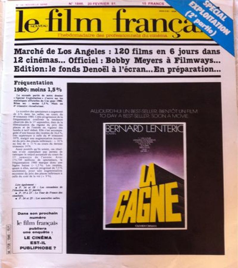 FILM FRANCAIS | LE magazine side cover Issue 1846 20 February 1981