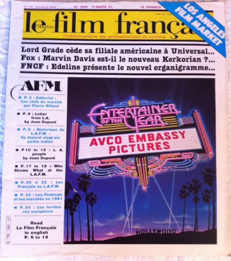 FILM FRANCAIS | LE magazine side cover Issue 1849 13 March 1981