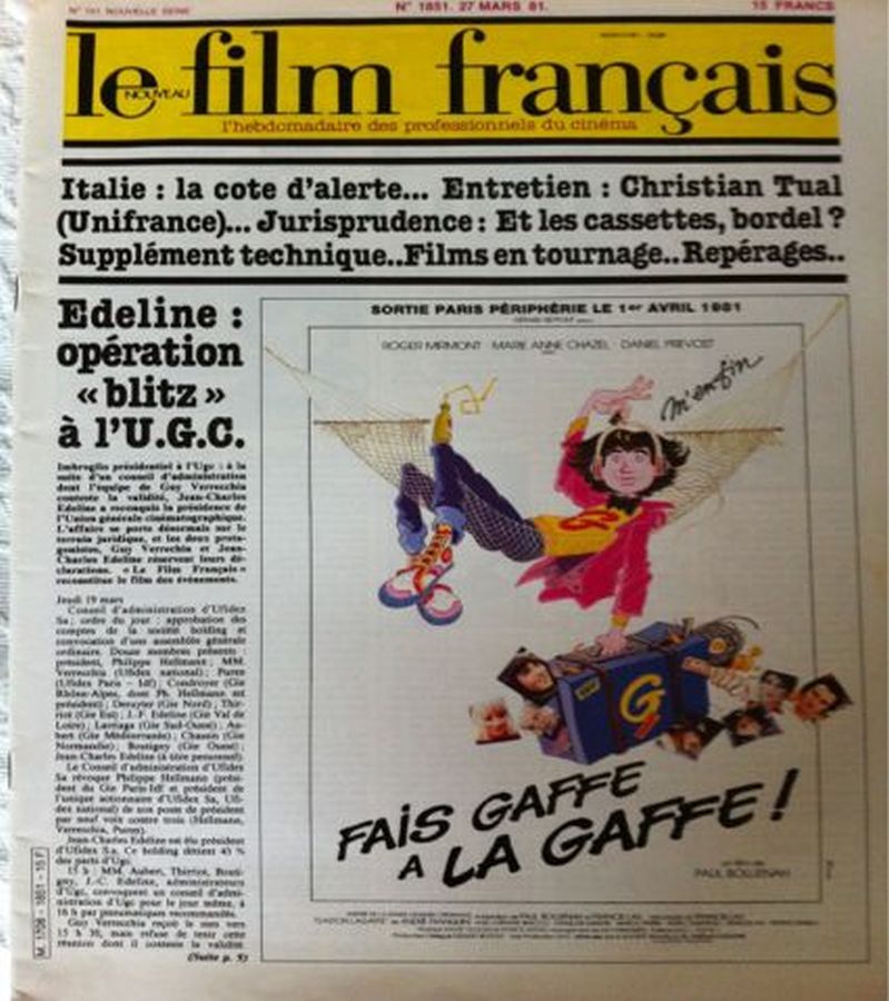 FILM FRANCAIS | LE magazine side cover Issue 1851 27 March 1981
