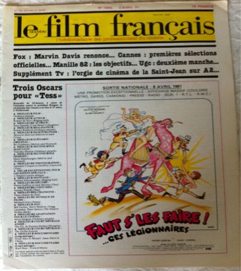 FILM FRANCAIS | LE magazine side cover Issue 1852 3 April 1981