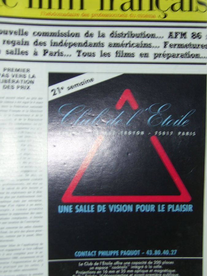 FILM FRANCAIS | LE magazine side cover Issue 2079 7 March 1986