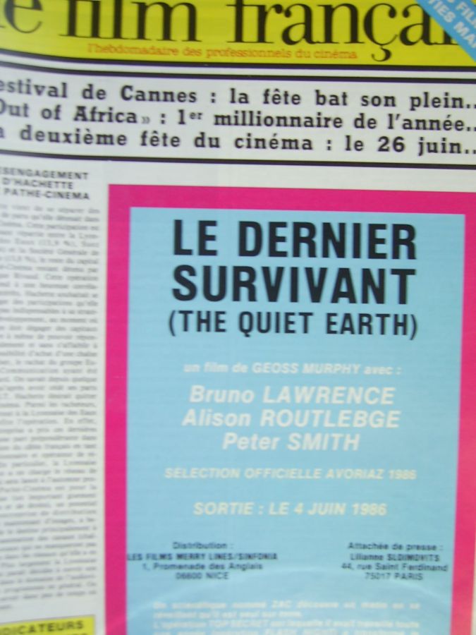 FILM FRANCAIS | LE magazine side cover Issue 2089 16 May 1986