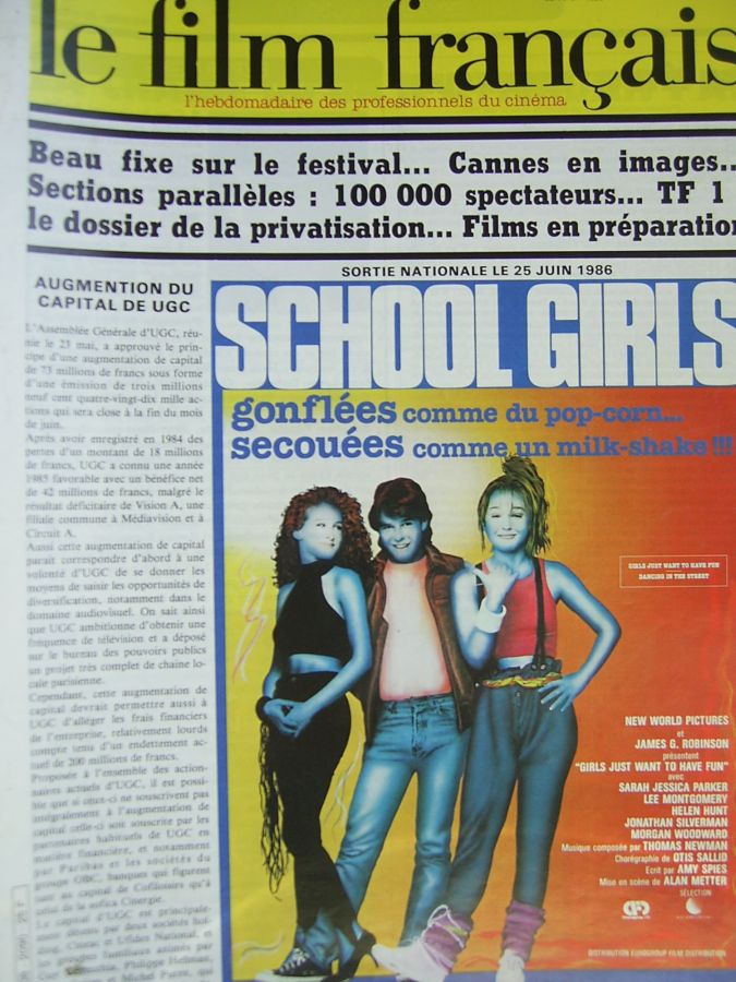 FILM FRANCAIS | LE magazine side cover Issue 2090 23 May 1986
