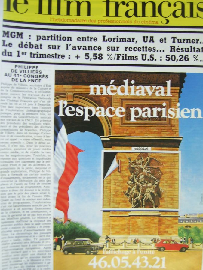 FILM FRANCAIS | LE magazine side cover Issue 2093 13 June 1986