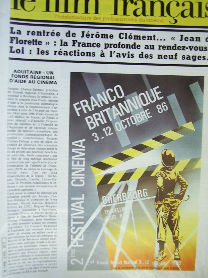 FILM FRANCAIS | LE magazine side cover Issue 2108 26 September 1986