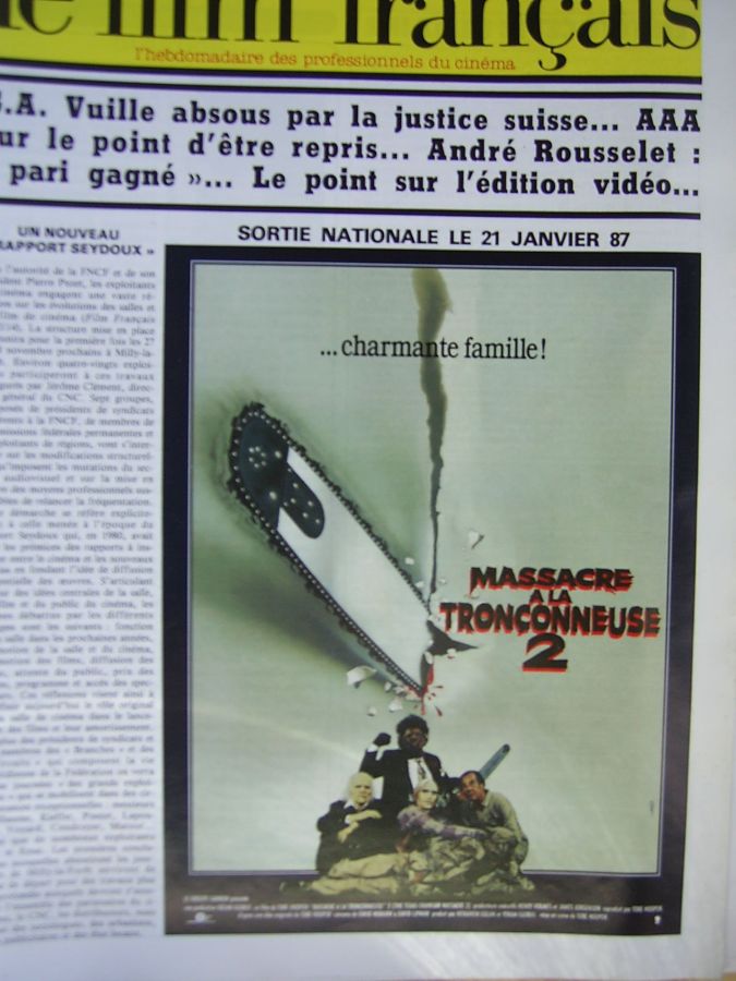 FILM FRANCAIS | LE magazine side cover Issue 2116 21 November 1986