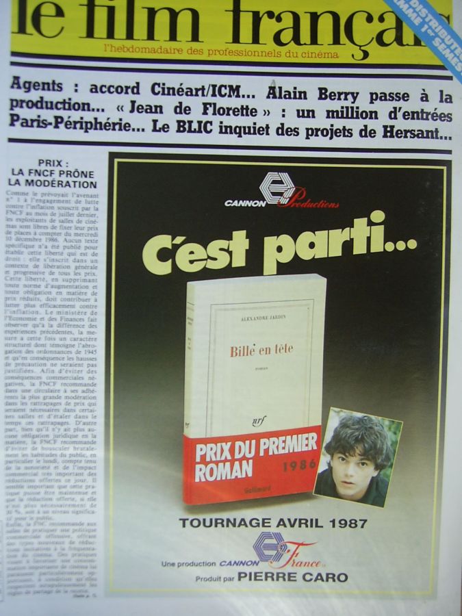 FILM FRANCAIS | LE magazine side cover Issue 2119 12 December 1986