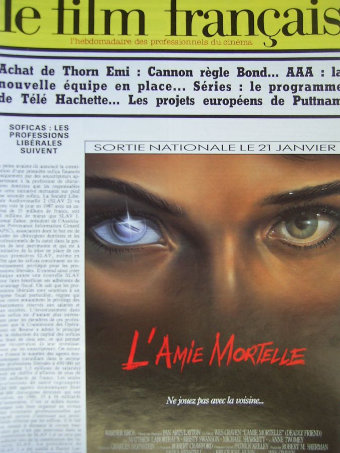 FILM FRANCAIS | LE magazine side cover Issue 2120 19 December 1986