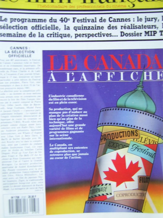 FILM FRANCAIS | LE magazine side cover Issue 2137 17 April 1987