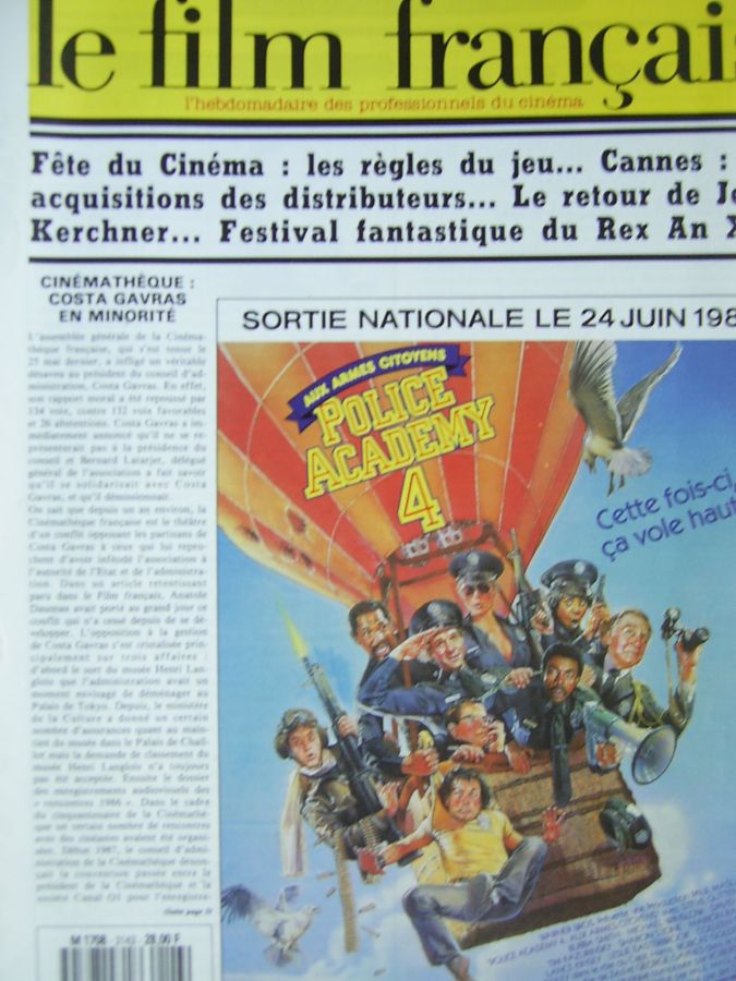 FILM FRANCAIS | LE magazine side cover Issue 2143 29 May 1987