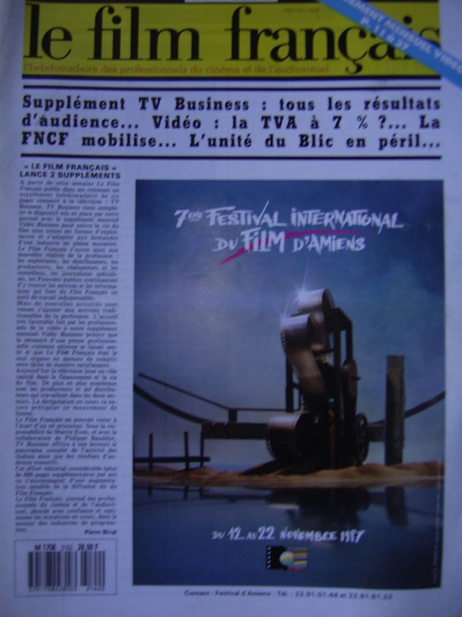FILM FRANCAIS | LE magazine side cover Issue 2162 9 October 1987