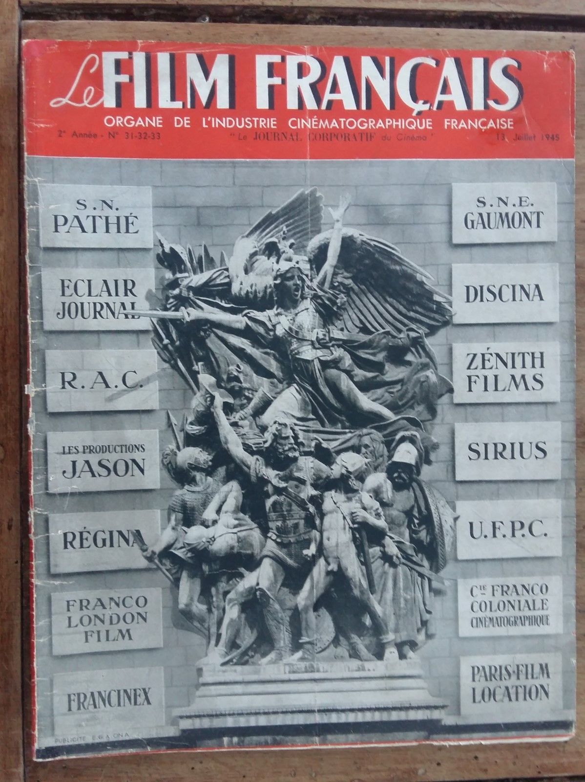 FILM FRANCAIS | LE magazine side cover Issue 31-33 13 July 1945