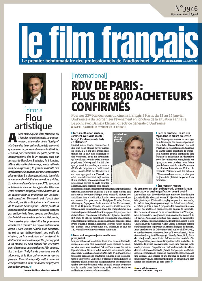FILM FRANCAIS | LE magazine side cover Issue 3946 8 January 2021