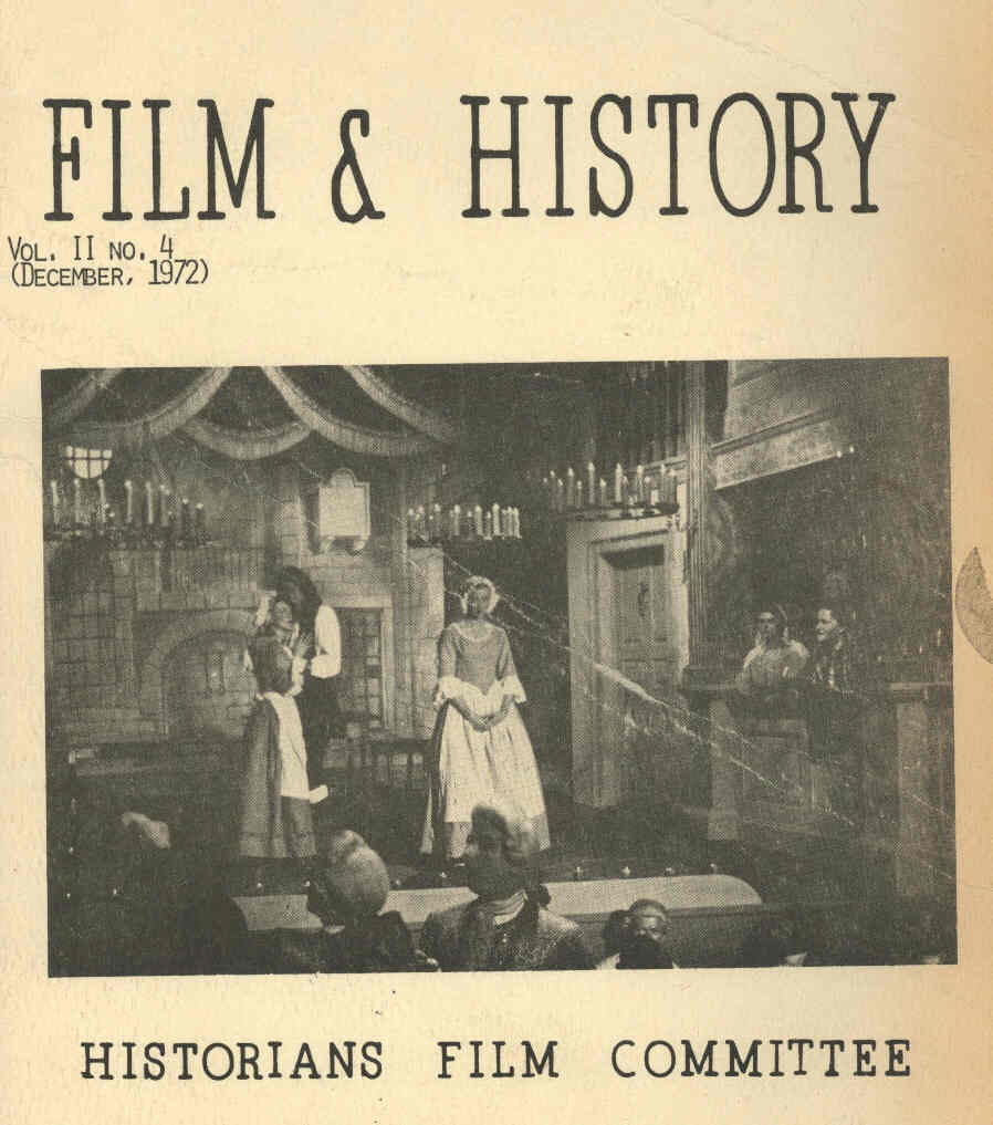 FILM AND HISTORY magazine side cover December 1972