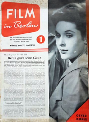 FILM IN BERLIN magazine side cover Issue 1 27 June 1958