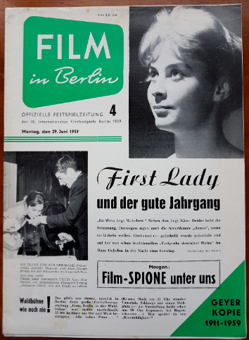 FILM IN BERLIN magazine side cover Issue 4 29 June 1959