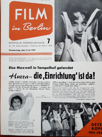 FILM IN BERLIN magazine side cover Issue 7 2 July 1959